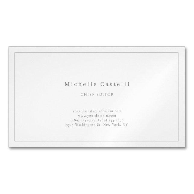 Carte De Visite Magnétique Professionnel Unique Classique Noir Blanc (devant)