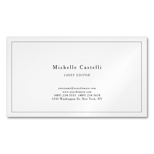 Carte De Visite Magnétique Professionnel Unique Classique Noir Blanc (devant)