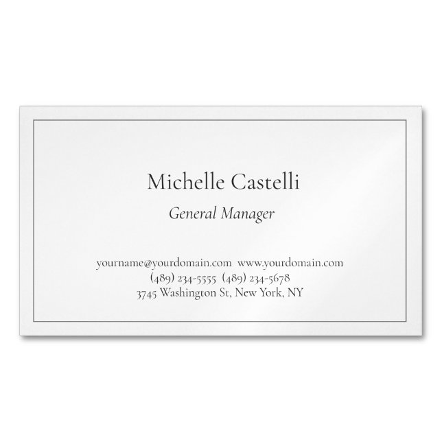 Carte De Visite Magnétique Professionnel Unique Classique Simple (devant)