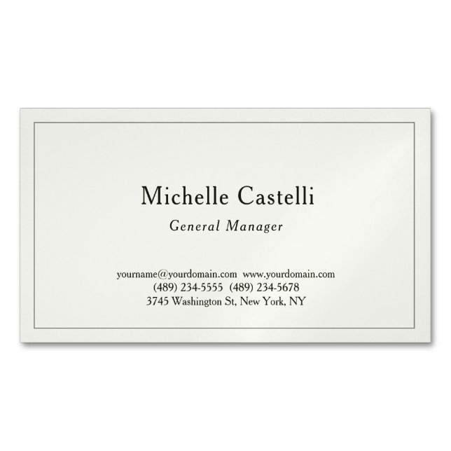 Carte De Visite Magnétique Professionnel Unique Classique Simple (devant)