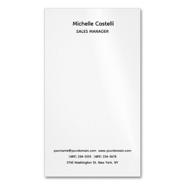 Carte De Visite Magnétique Professionnel Unique Classique Simple (devant Vertical)