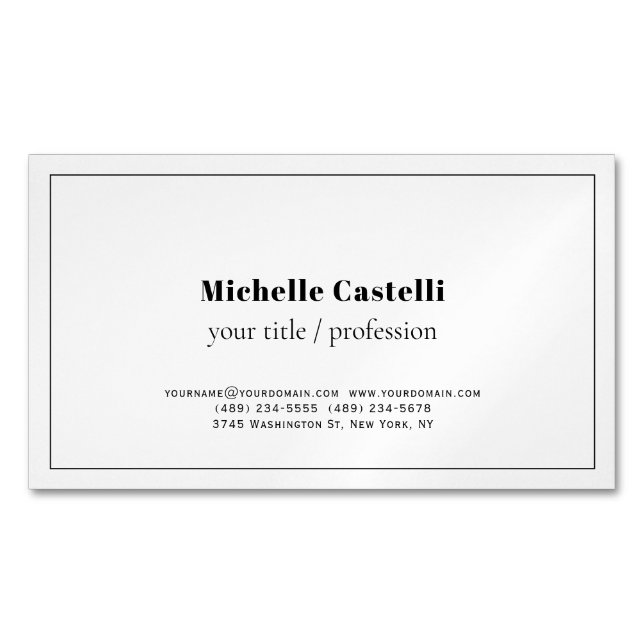 Carte De Visite Magnétique Professionnel Unique Classique Simple (devant)