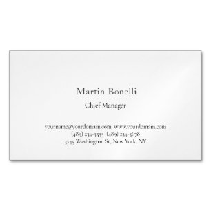 Carte De Visite Magnétique Professionnel Unique Classique Simple Blanc