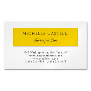 Carte De Visite Magnétique Professionnel Unique Classique Simple Jaune Blanc