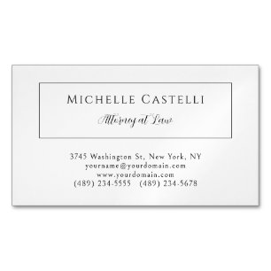 Carte De Visite Magnétique Professionnel Unique Classique Simple Noir & Blanc