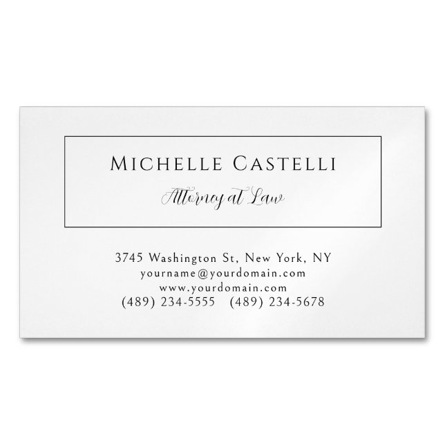 Carte De Visite Magnétique Professionnel Unique Classique Simple Noir & Blanc (devant)