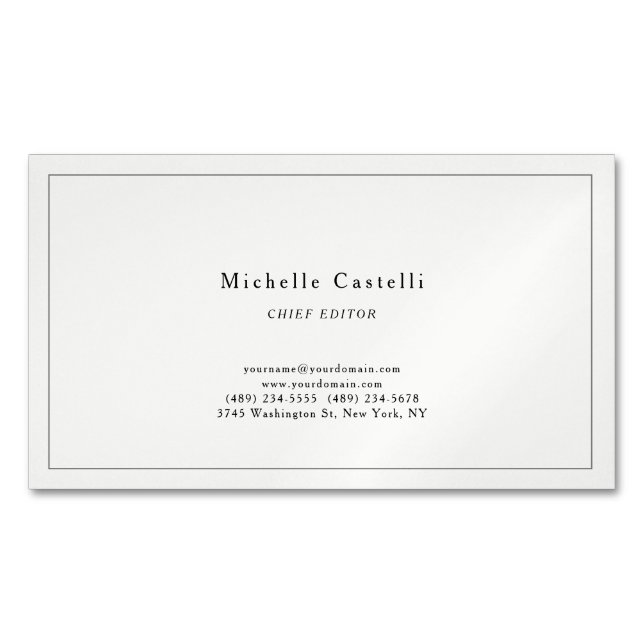 Carte De Visite Magnétique Professionnel Unique Classique Simple Pastel (devant)