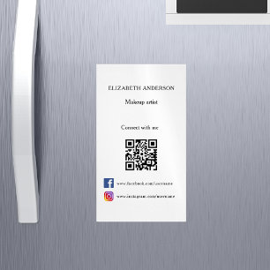 Carte De Visite Magnétique Qr code médias sociaux blanc noir