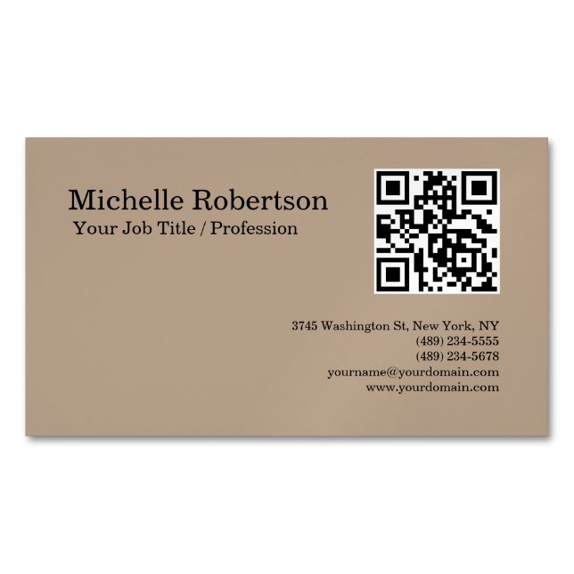 Carte De Visite Magnétique QR Code numérisable minimaliste personnalisable (devant)