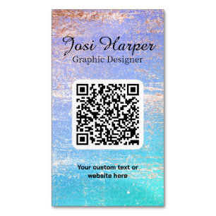 Carte De Visite Magnétique QR Code Turquoise Purple Gold personnalisé