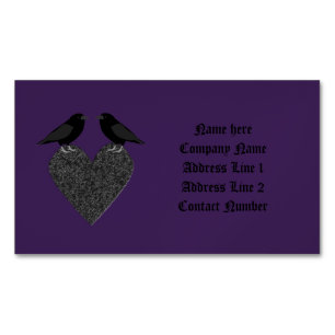 Carte De Visite Magnétique Ravens gothiques et Black Heart Custom