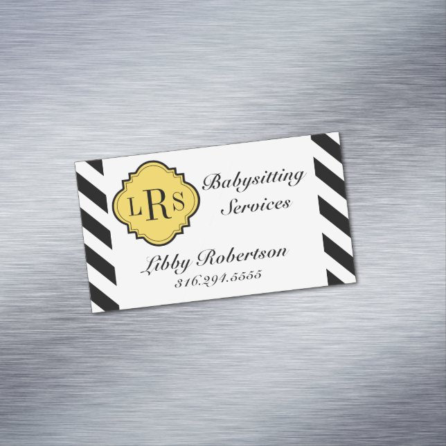 CARTE DE VISITE MAGNÉTIQUE RAYURES MAGNÉTIQUES CHICS DES AFFAIRES (In Situ)