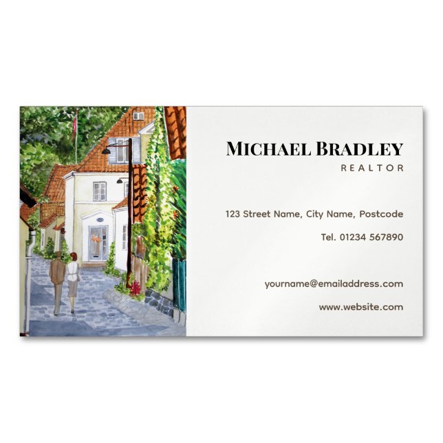 Carte De Visite Magnétique Realtor Real Estate Agent, propriété Danish Town (devant)