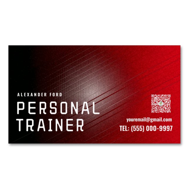 Carte De Visite Magnétique Red Urban Texture Personal Trainer Business Card – (devant)