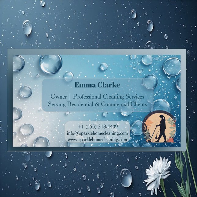 Carte De Visite Magnétique Residential & Commercial Cleaning Water Droplets   (Residential & Commercial Cleaning Water Droplets Business Card Magnet)