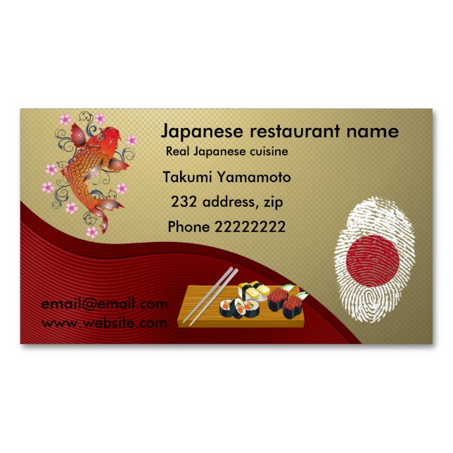 Carte De Visite Magnétique Restaurant japonais (devant)