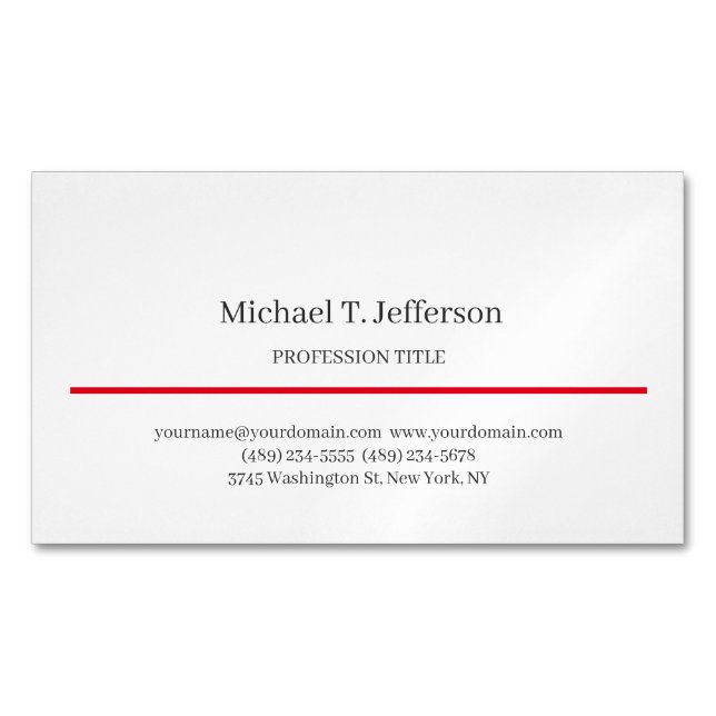 Carte De Visite Magnétique Retro Classical Elegant Plain Simple White (devant)