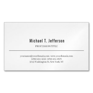 Carte De Visite Magnétique Rétro Élégant Classique Simple Blanc
