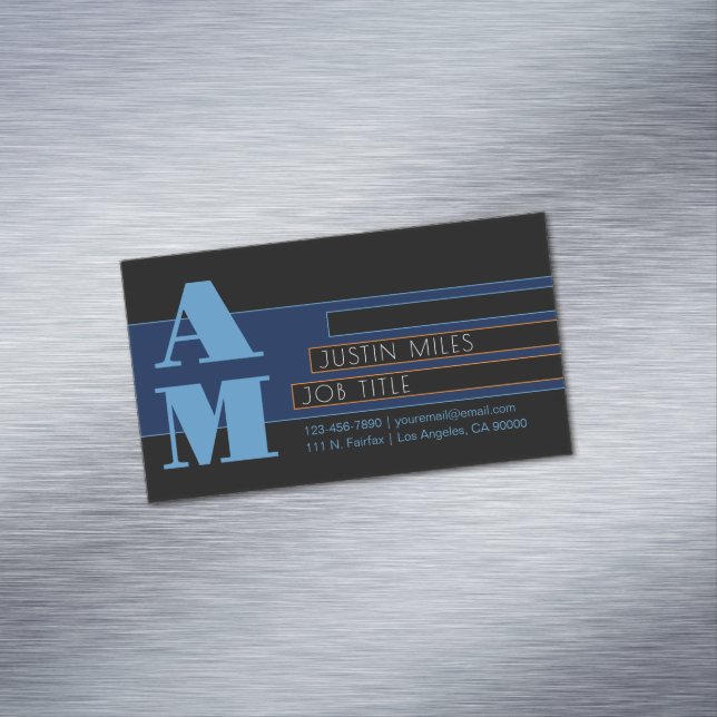 Carte De Visite Magnétique Rétro-modern Monogramme & Design (In Situ)