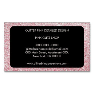 Carte De Visite Magnétique Rose Pailleté Simple Féminin Féminin
