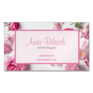 Carte De Visite Magnétique roses de printemps rose fleurissent