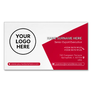 Carte De Visite Magnétique Rouge Formel QR Professionnel Entreprise Moderne
