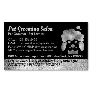 Carte De Visite Magnétique Salon de toilettage pour chiens bain spa argent