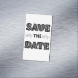 Carte De Visite Magnétique Save the date<br><div class="desc">Enregistrer le texte du mariage de typographie de date vintage.</div>