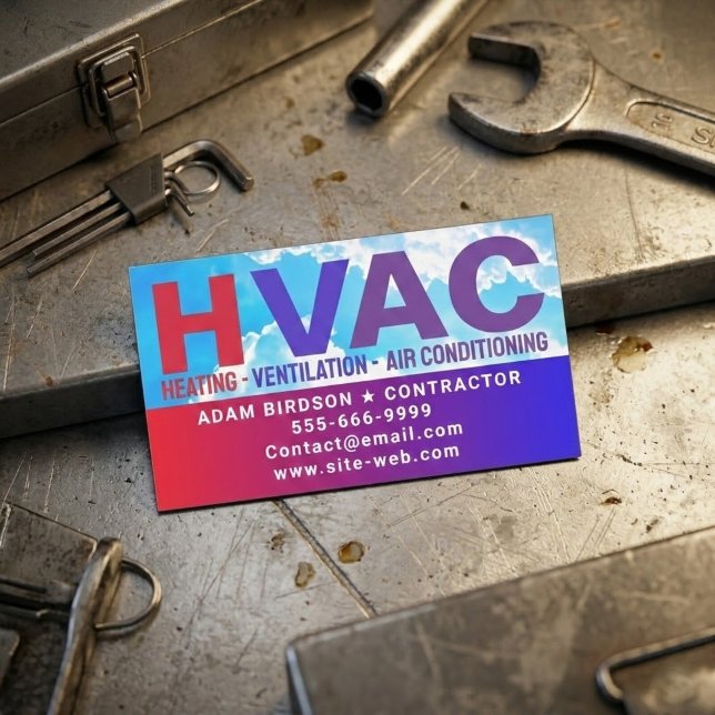 Carte De Visite Magnétique Service CVC (Chauffage, Climatisation, Conditionne (HVAC business card magnets, air conditioning service magnet, heating repair business cards)