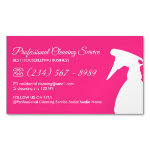 Carte De Visite Magnétique Service de nettoyage au spray rose néon