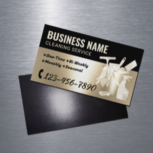 Carte De Visite Magnétique Service de nettoyage de maison Paillettes dorées M