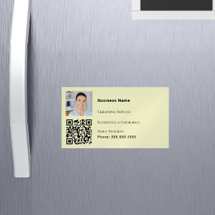 Carte De Visite Magnétique Service de nettoyage jaune photo code QR