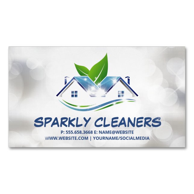Carte De Visite Magnétique Service de nettoyage | Logo Sparkly House (devant)
