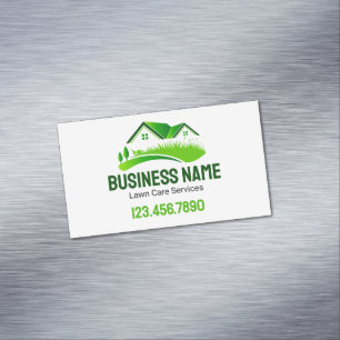 Carte De Visite Magnétique Service de tonte de pelouse Vert Blanc