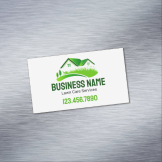 Carte De Visite Magnétique Service de tonte de pelouse Vert Blanc