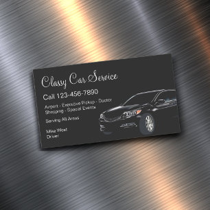 Carte De Visite Magnétique Service de voiture élégant ou chauffeur Uber