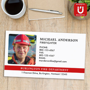 Carte De Visite Magnétique Service d'incendie photo de pompier personnalisé