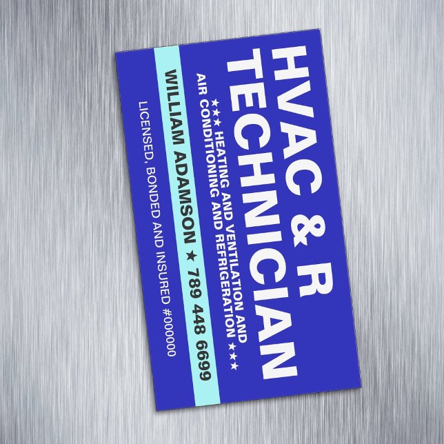 Carte De Visite Magnétique Services de CVC et de réfrigération | Technicien (HVAC And Refrigeration magnet cards)