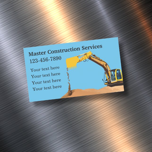 Carte De Visite Magnétique Services de déplacement de terres de construction (Créateur téléchargé)