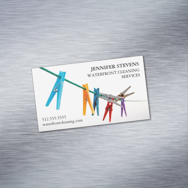 Carte De Visite Magnétique Services de nettoyage Clothesline Photo Moderne Ma (In Situ)