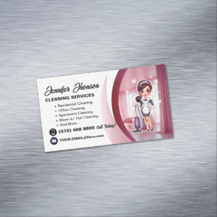 Carte De Visite Magnétique Services de nettoyage de maison avec aspirateur vi