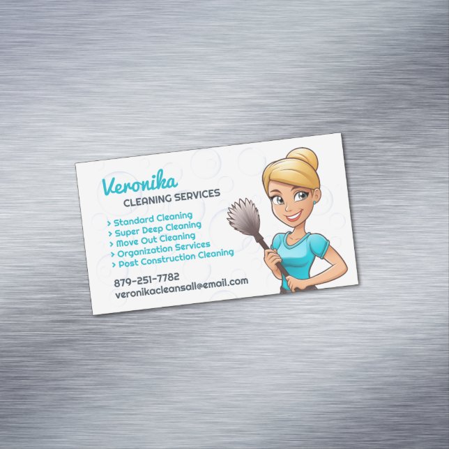 Carte De Visite Magnétique Services de nettoyage des domestiques (In Situ)