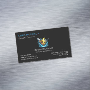 Carte De Visite Magnétique Services d'électricien noir Professionnel