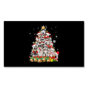 Carte De Visite Magnétique Sibérie Husky Christmas Tree Lumières Drôle Chien