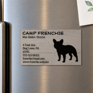 Carte De Visite Magnétique Silhouette de Bouledogue Français Noir   Chien Fre