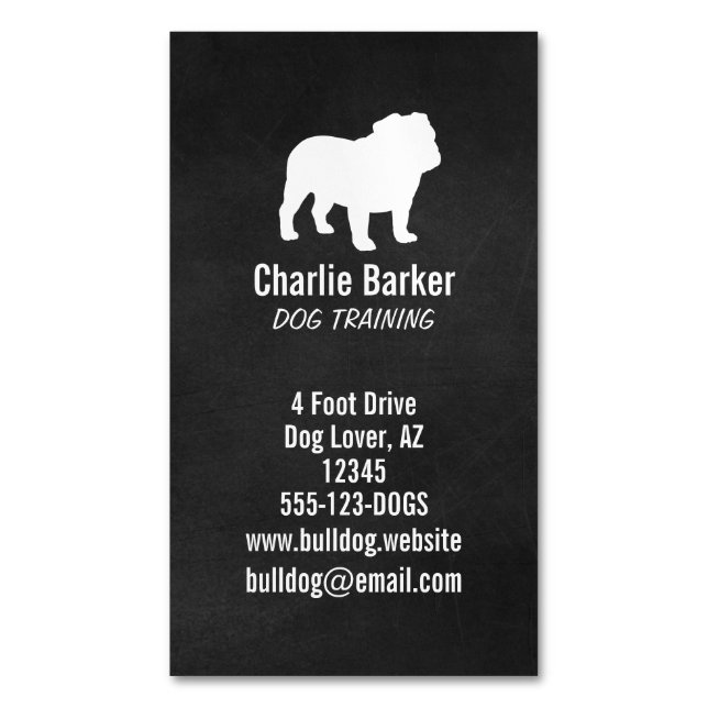 Carte De Visite Magnétique Silhouette de Bulldog anglais | Soins aux animaux  (devant Vertical)