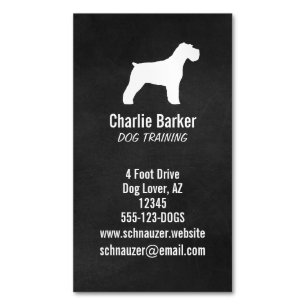 Carte De Visite Magnétique Silhouette de chien Schnauzer (oreilles naturelles