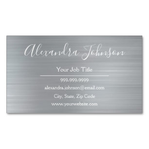 Carte De Visite Magnétique Silver Metallic Foil Moderne Professionnel