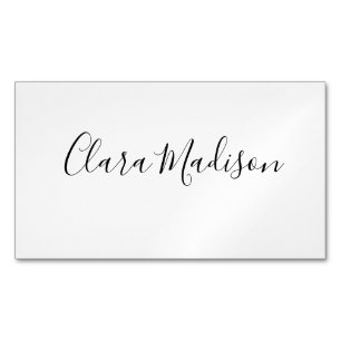 Carte De Visite Magnétique simple blanc moderne minimaliste classique profess