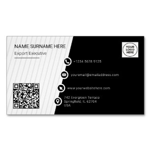 Carte De Visite Magnétique Simple Code QR Formel Moderne Professionnel